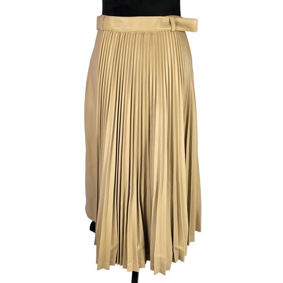 3.1 Phillip Lim Women's Faux-Leather Asymmetric Pleated Midi Skirt Size 4 - Picture 12 of 13
